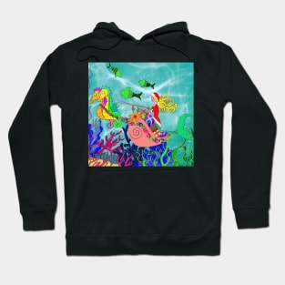 mermaid christmas sleigh Hoodie